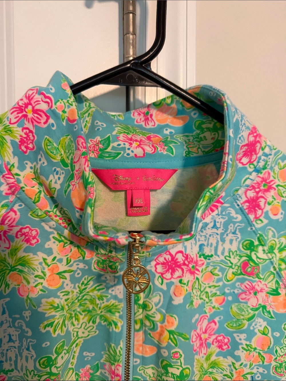 Lilly Pulitzer/Disney Turquoise Floral Half-Zip Popover - Picture 2 of 5